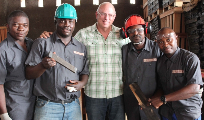 Bob Taylor & Team at the mill in Cameroon.